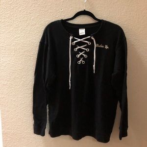 Black lace-up PINK Purdue sweatshirt